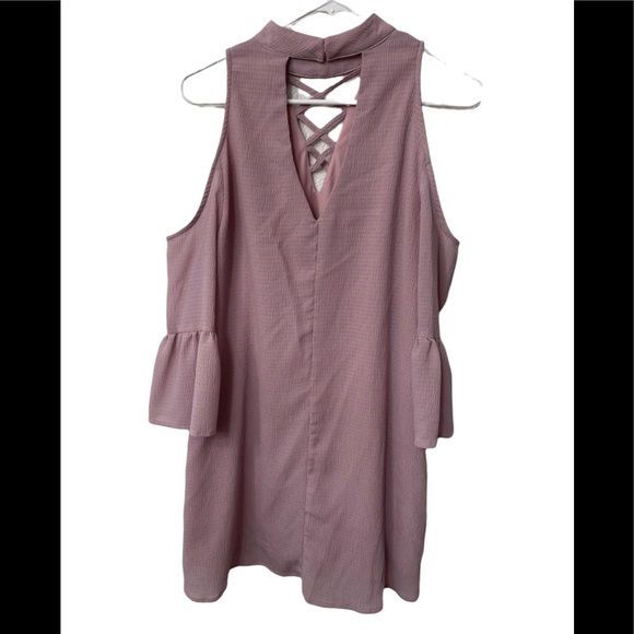 Entro Lavender Ruffle Sleeve Cold Shoulder Dress Sz (S) - Picture 2 of 10